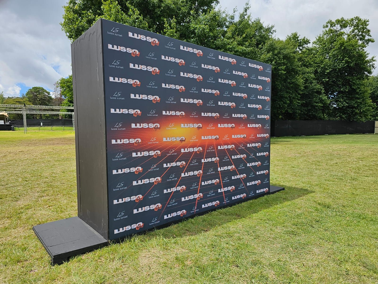 Sensation Lab branded photo backdrop activation