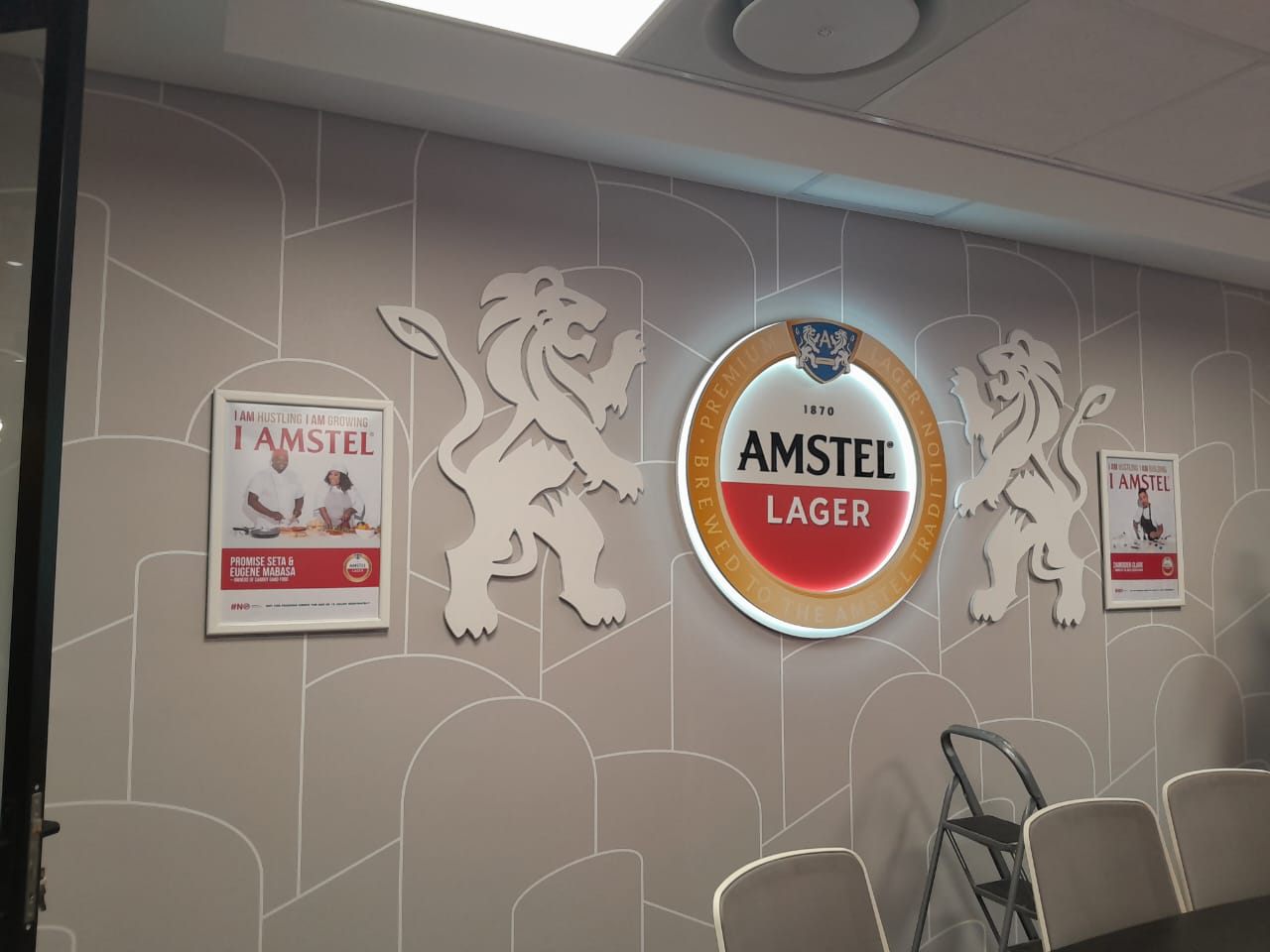 Amstel branded interior wall display