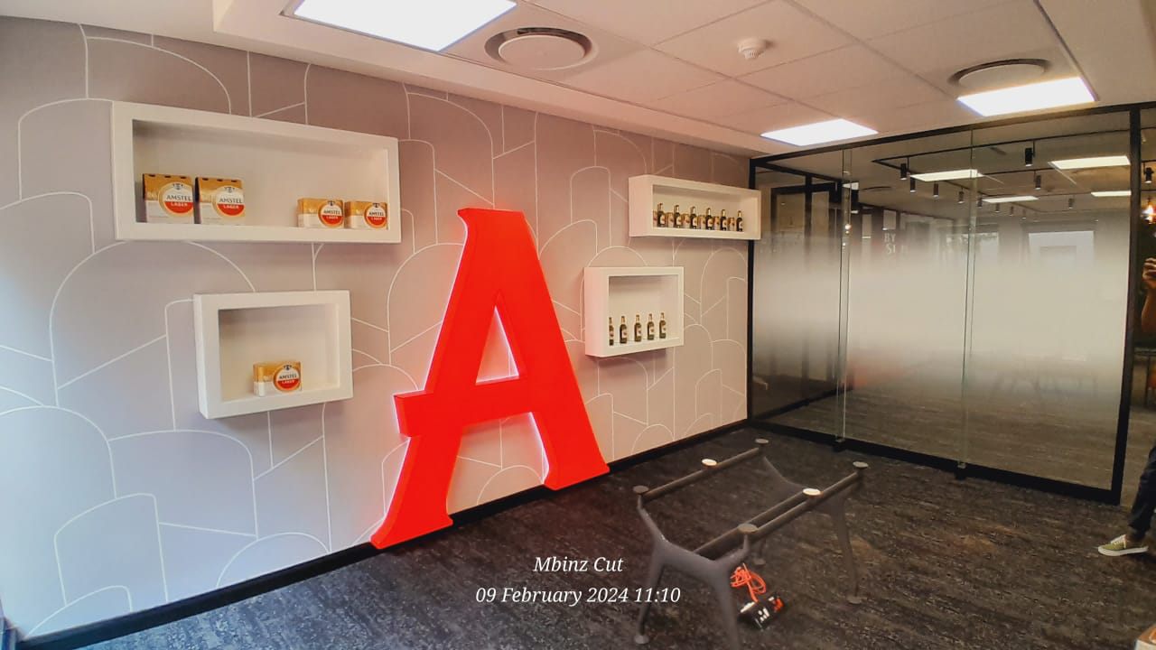 Amstel custom branded interior display wall