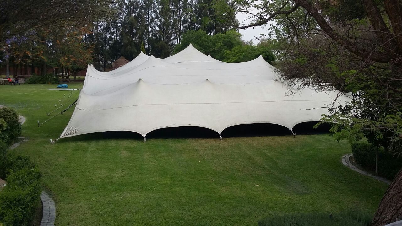 White stretch tent event installation